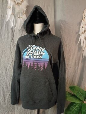 Happy Little Trees Charcoal Hooded Sweatshirt